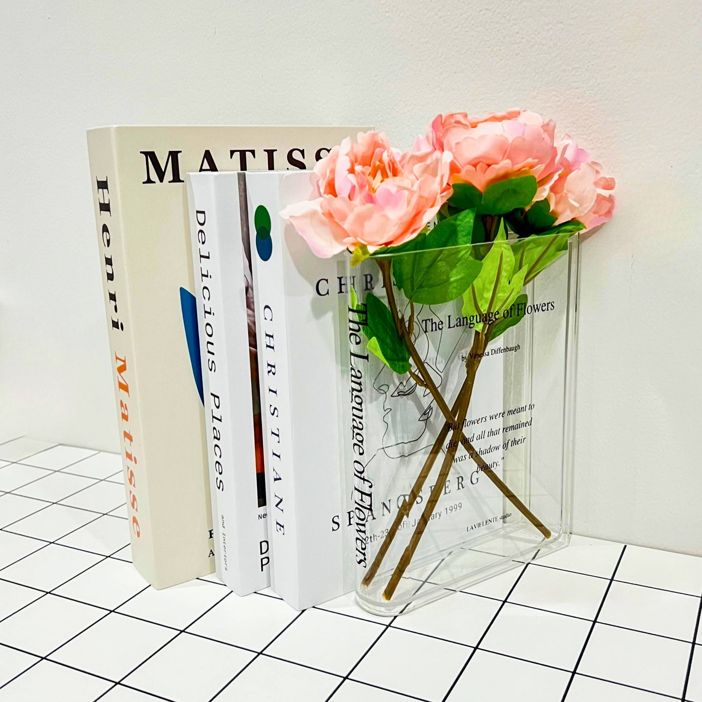 Acrylic Flower Book Vase Home Décor Book Themed Gifts for Reader, Book Lover and Flower Enthusiasts