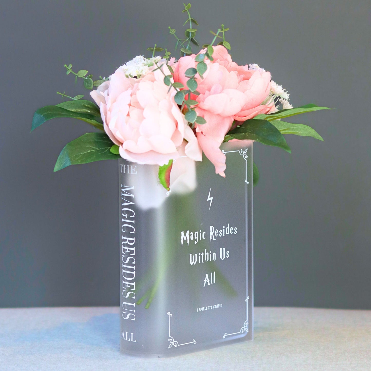 Magic Acrylic Book Vase for Book and Flower Lovers Gifts Magic-inscribed Home Decor  Centrepiece for Events, Birthdays, and Housewarmings