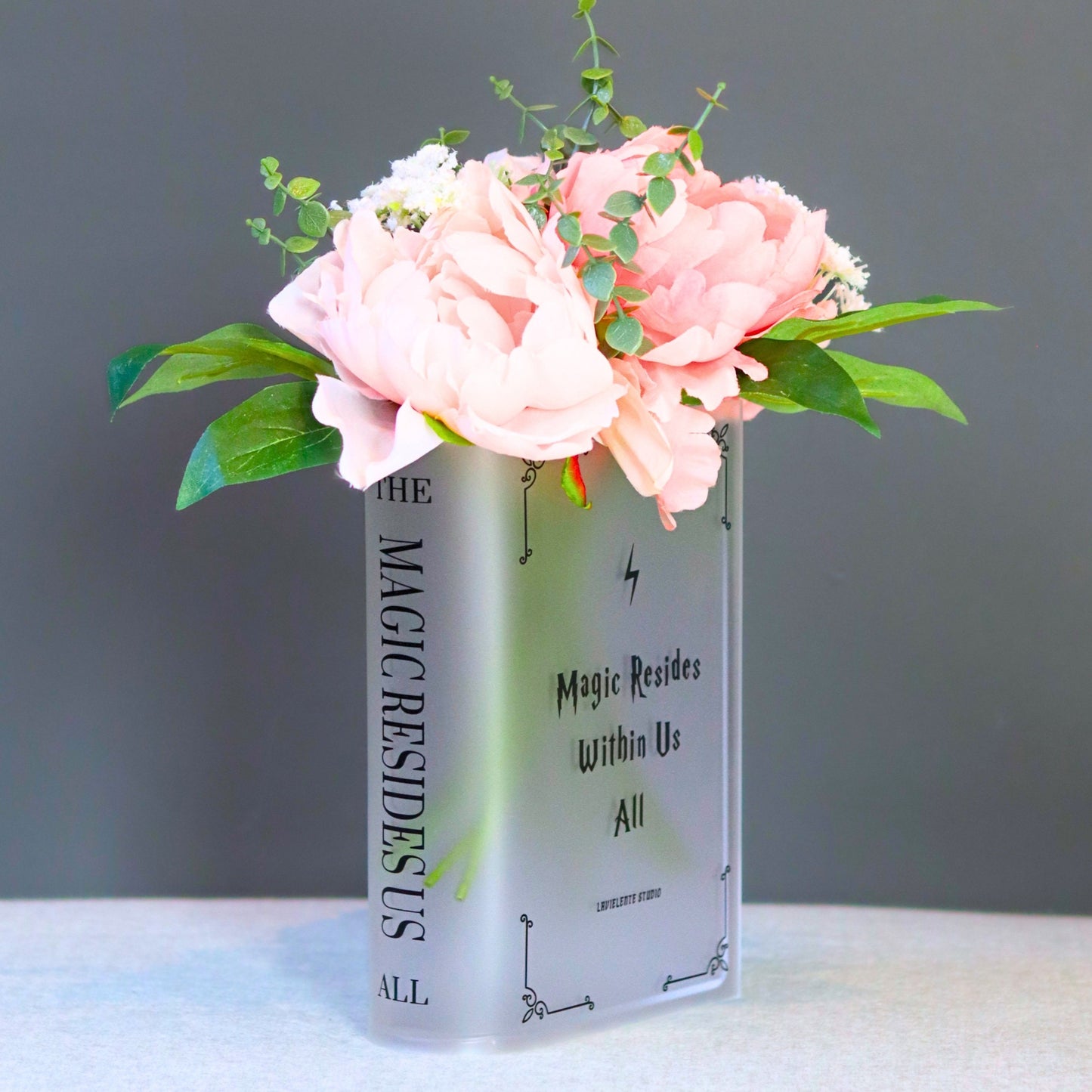 Magic Acrylic Book Vase for Book and Flower Lovers Gifts Magic-inscribed Home Decor  Centrepiece for Events, Birthdays, and Housewarmings