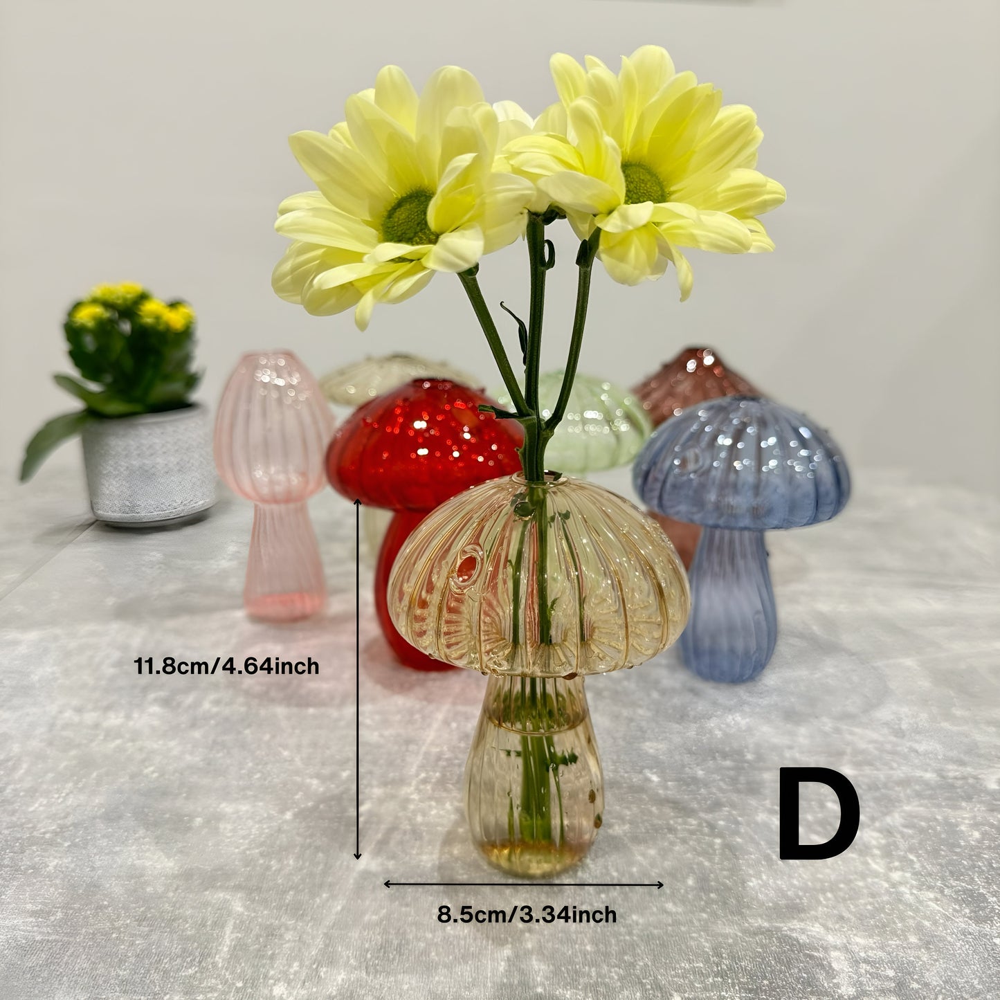 Glass Mushroom Bud Vase, Handmade Mushroom Shape Fungi Home Decor Vase Small Plant Planter  Decorative Decorer Flower Vases