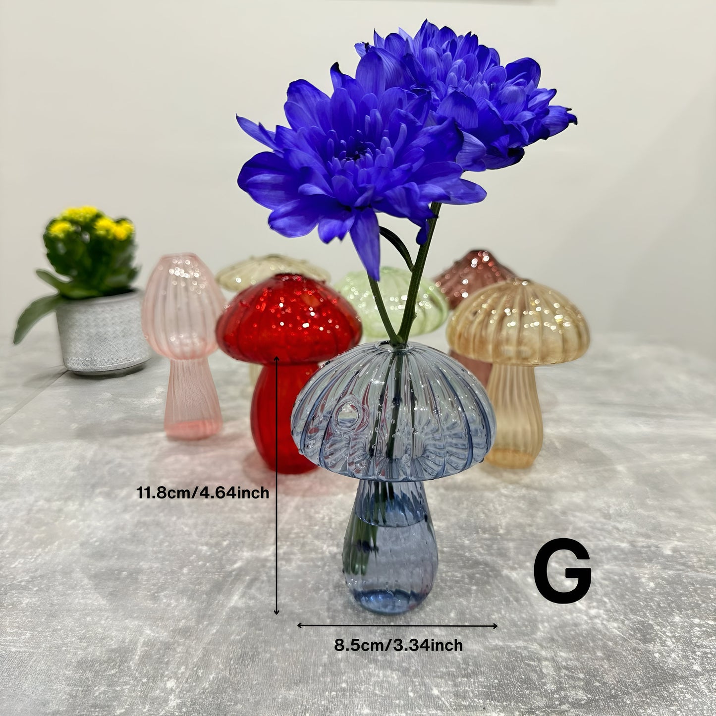 Glass Mushroom Bud Vase, Handmade Mushroom Shape Fungi Home Decor Vase Small Plant Planter  Decorative Decorer Flower Vases