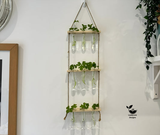 Testtube Vases Hanging Hydroponic System,  Three-Tier Test Tube Propagate Plant Clipping Pothos Wall Propagation System