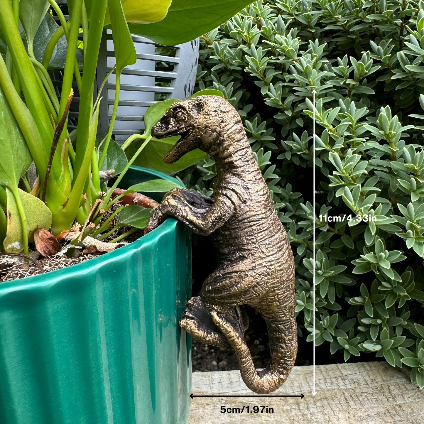 Dinosaur Flowerpot Hugger - Resin T-rex Plant Pot Hanger Decorer Indoors Garden Hanging Statue Figurines Decoration Toppings