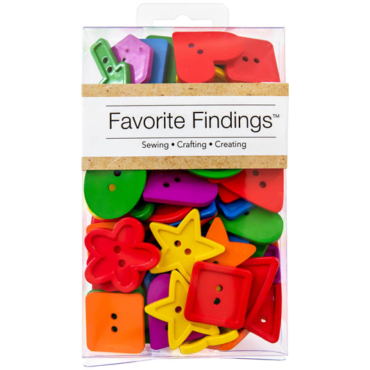 Favorite Findings Mixed Multi-Color Shapes Buttons Value Pack