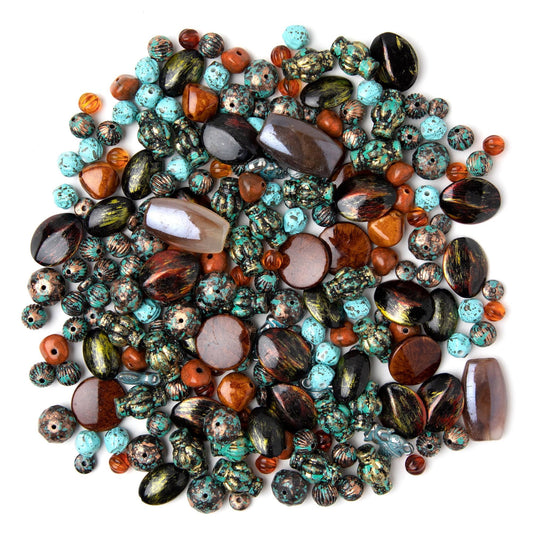 Cousin DIY Artisan Acrylic Bead Mix, Turquoise and Brown, 160 g-Model 63502322, Multicolor