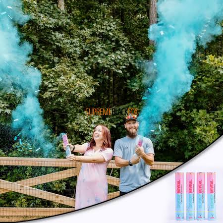 Blue Confetti & Powder Biodegradable Gender Reveal Party Popper Blaster Cannon Boy Surprise Cannons He Him